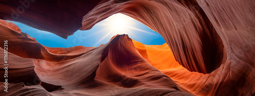 Panoramic abstract Antelope Canyon near Page, America
- Travel concept