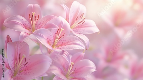 Delicate Pink Lilies in Soft Light: A Serene Floral Symphony