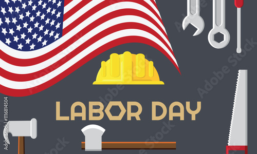 Happy Labor Day banner. Design template. Vector illustration. Simple flat design. photo