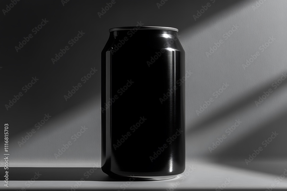 A dark, minimalist image of a soda can illuminated by dramatic lighting. A dark, minimalist image of a soda can illuminated by dramatic lighting.