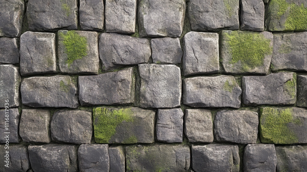 Stone brick wall with rough texture and subtle moss growth, realistic surface Stone brick wall with rough texture and subtle moss growth, realistic surface