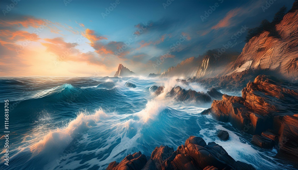 Fototapeta premium The coastline evolves, telling its story with each tide. 