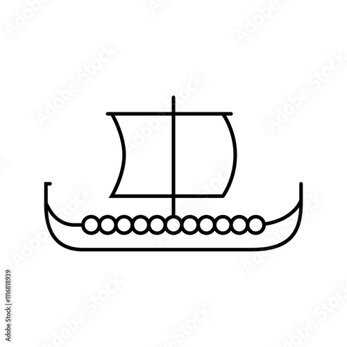 longship ancient ship line icon vector. longship ancient ship sign. isolated contour symbol black illustration