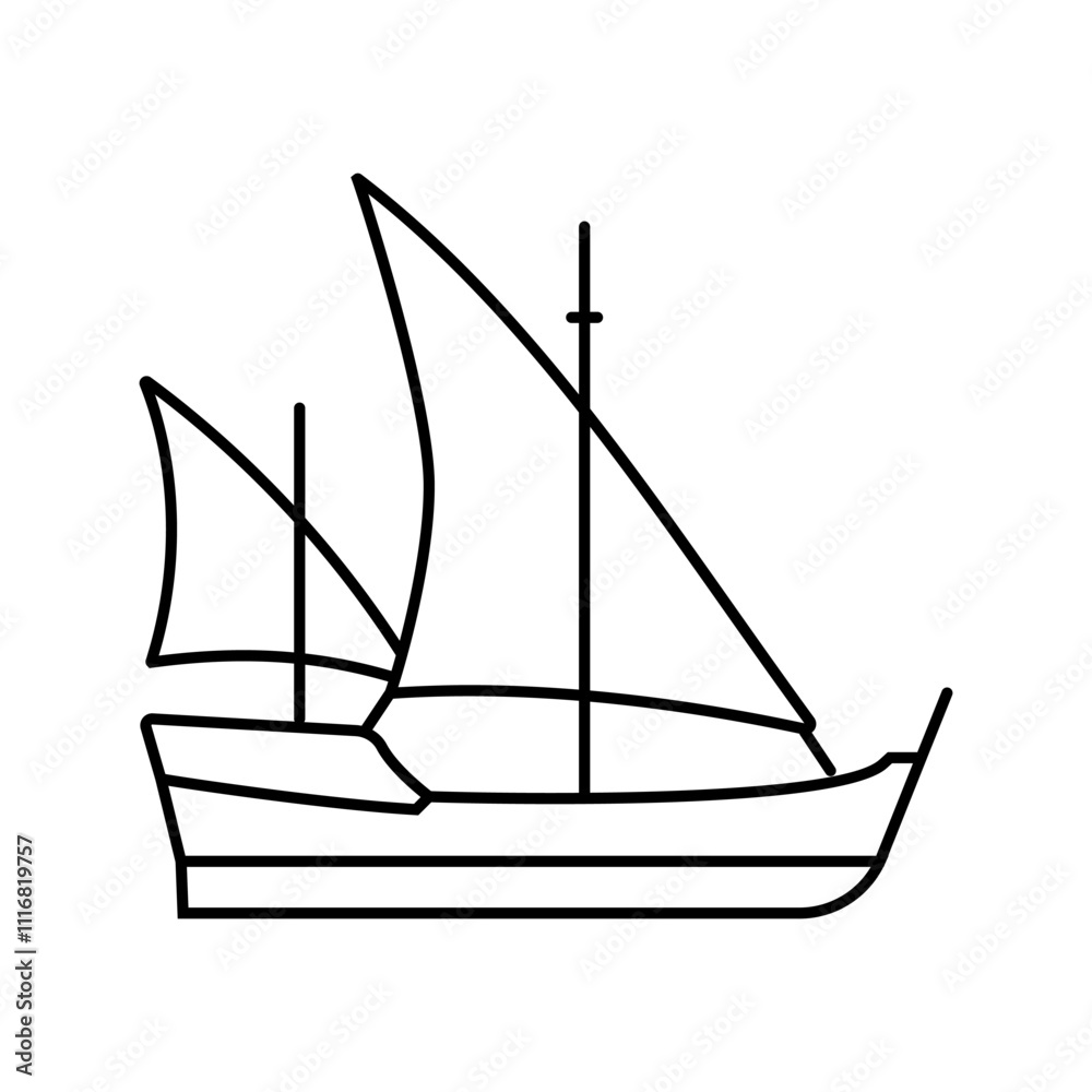 caravel ancient ship line icon vector. caravel ancient ship sign. isolated contour symbol black illustration caravel ancient ship line icon vector. caravel ancient ship sign. isolated contour symbol black illustration