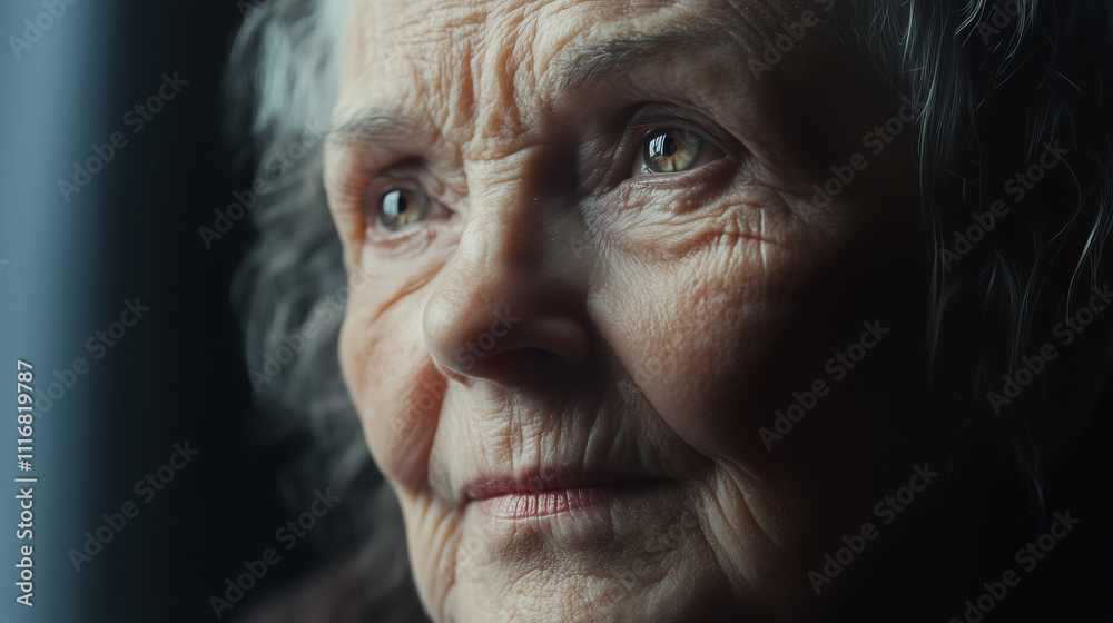 Serene Portrait of an Elderly Woman Reflecting on Life Serene Portrait of an Elderly Woman Reflecting on Life