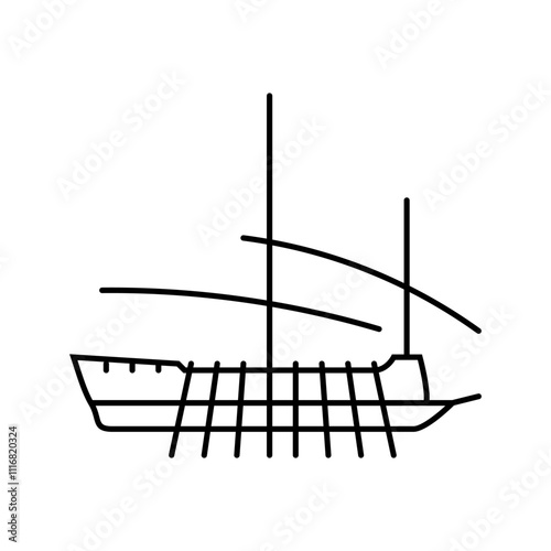 galley ancient ship line icon vector. galley ancient ship sign. isolated contour symbol black illustration