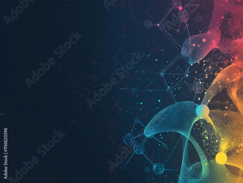 Abstract Science atoms and molecules. View of Human Genome Structure on Dark Background