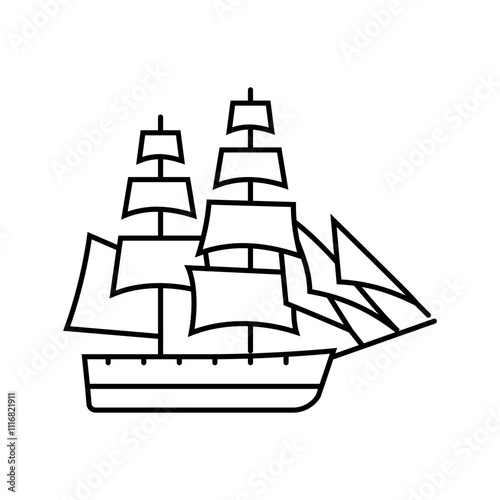 brigantine ancient ship line icon vector. brigantine ancient ship sign. isolated contour symbol black illustration