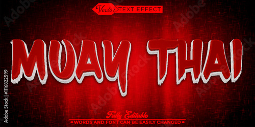 Red Muay Thai Fight Vector Editable Text Effect Template