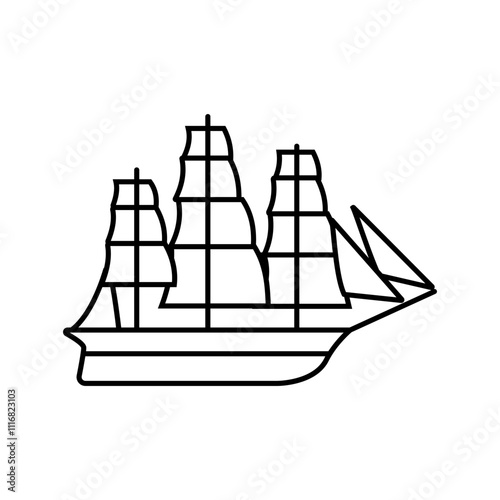 felucca ancient ship line icon vector. felucca ancient ship sign. isolated contour symbol black illustration