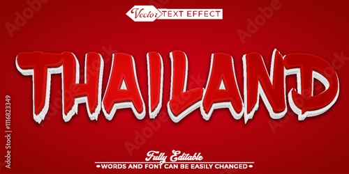 Cartoon Red Thailand Vector Editable Text Effect Template