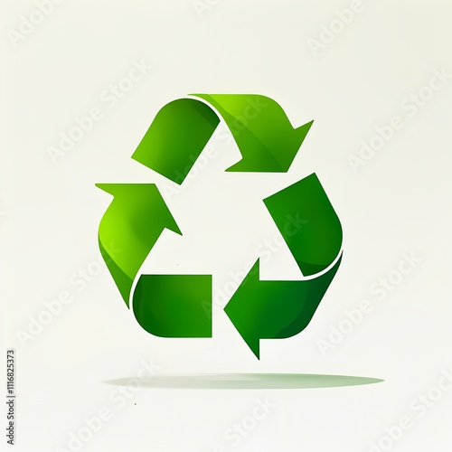 Sleek 3D Green Recycling Symbol Highlighting Concepts of Sustainability and Environmental Responsibility