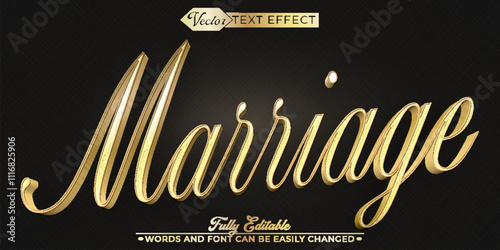 Luxury Elegant Black Marriage Vector Editable Text Effect Template