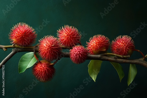 The rambutan a tropical fruit from Southeast Asia is known scientifically as Nephelium lappaceum photo