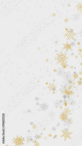 Wallpaper Mural Snowflakes border in wave shape. Golden snowflakes with stars border. Christmas decoration on white background. Loop animation. Vertical video. Torontodigital.ca