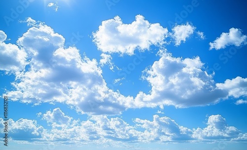 Blue Sky with Fluffy White Clouds in a Sunny Warm Climate Environment