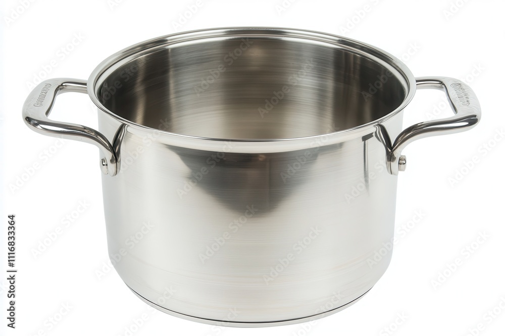 Uncovered stainless steel pot on white background Uncovered stainless steel pot on white background