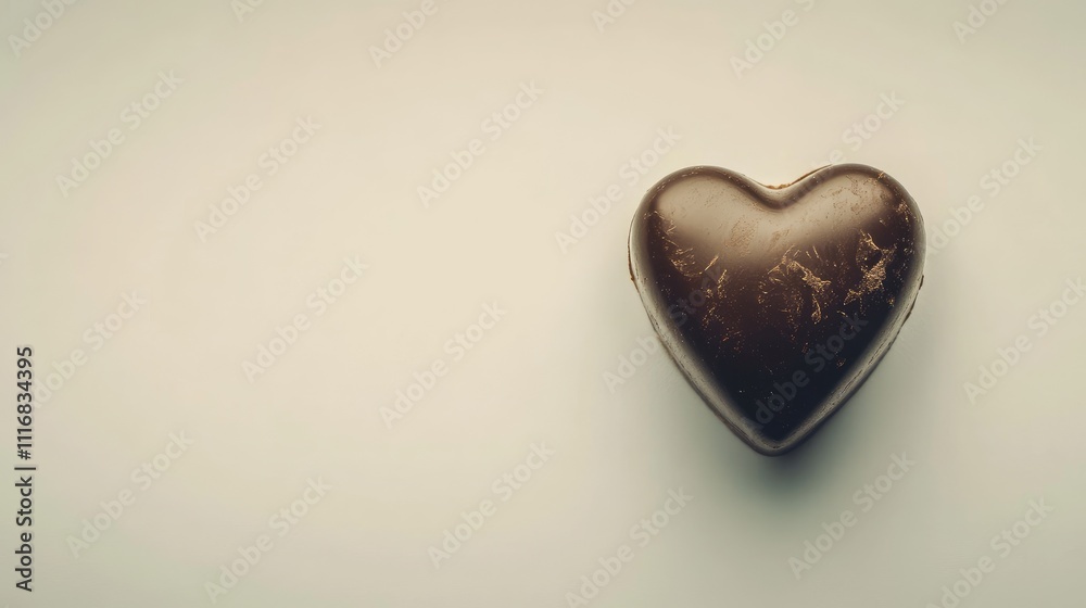 Obraz premium Dark Chocolate Heart on a Minimalist Background for Valentine's Day
