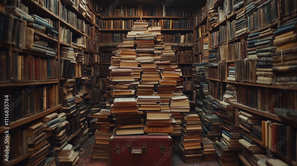 Obraz premium Timeless Books in a Cozy Library