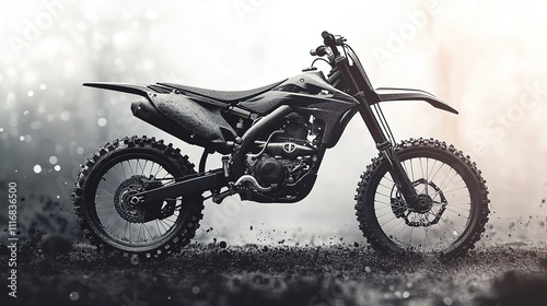 silhouette cross motorbike, dirt bike, extreme and realistic elegant geometric shapes background 