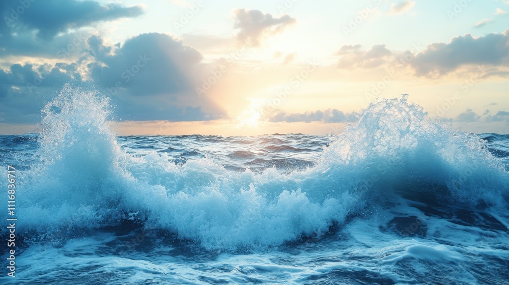 Fototapeta premium Serene Ocean Waves at Sunrise