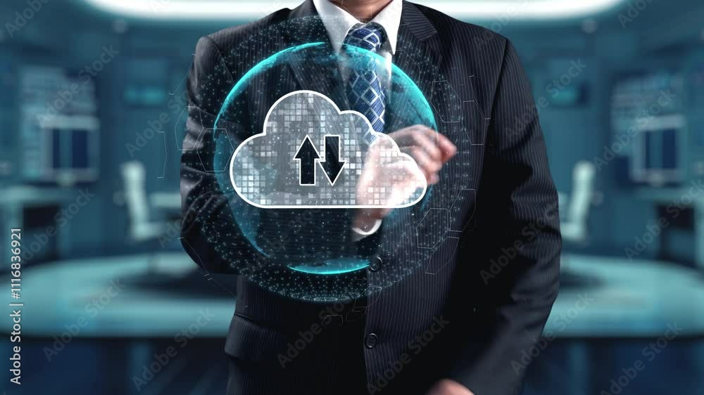 Business person discover the future of cloud computing with latest ...