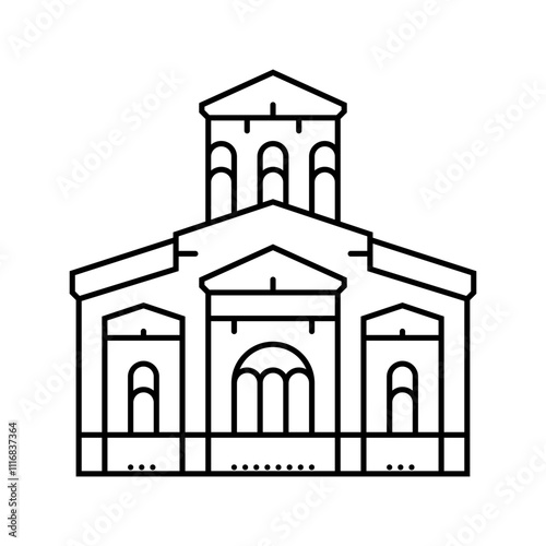 church byzantine line icon vector. church byzantine sign. isolated contour symbol black illustration