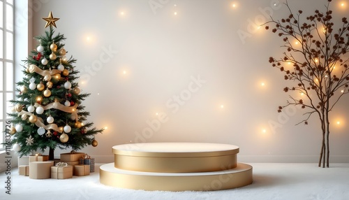 Podium background for Mery Christmas photo