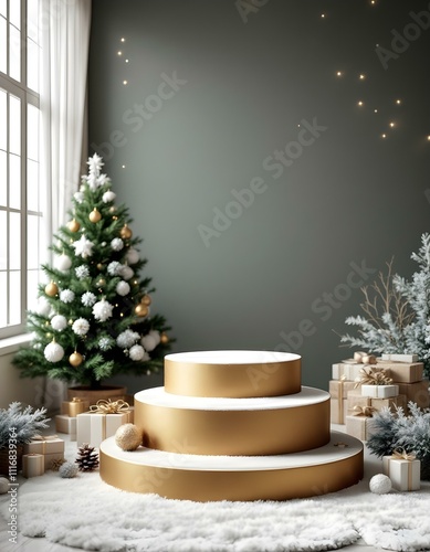 Podium background for Mery Christmas photo