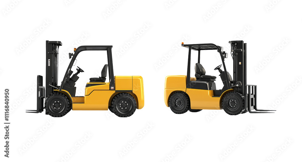 Yellow Forklift Isolated on Transparent Background Yellow Forklift Isolated on Transparent Background