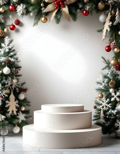 Podium background for Mery Christmas photo