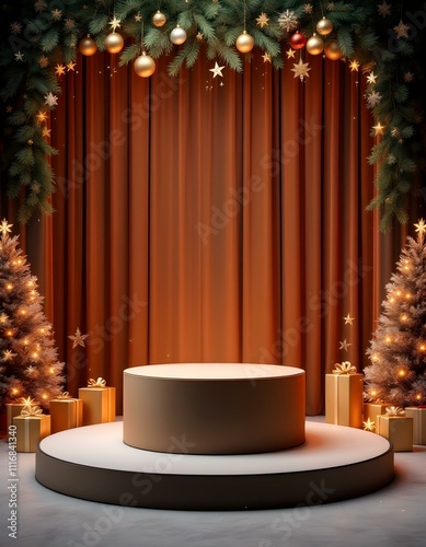 Podium background for Mery Christmas photo