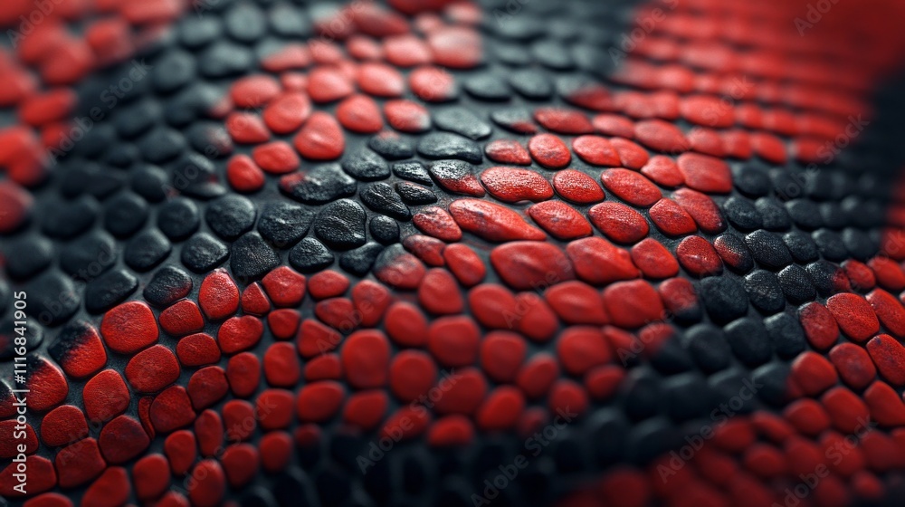 Fototapeta premium A striking close up reveals the stunning details of red and black scales, displaying a mesmerizing pattern