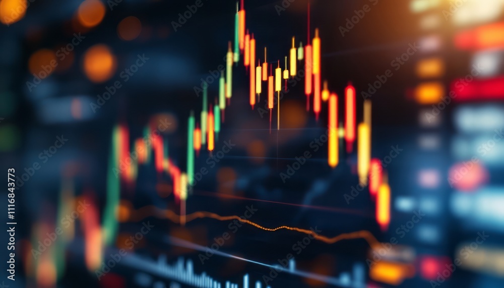 A blurred financial chart or graph with stock market data A blurred financial chart or graph with stock market data
