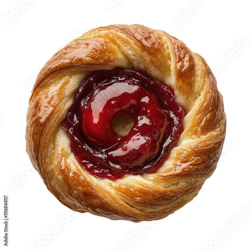 A Delicious Cherry Danish Isolated on a Transparent Background 