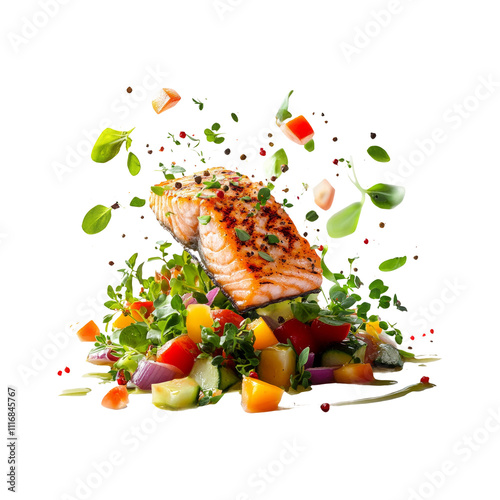 Grilled Salmon with Fresh Vegetables and Herbs