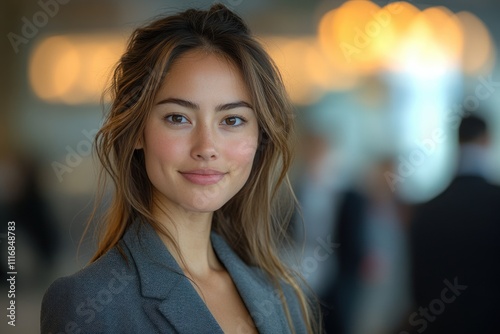 Wallpaper Mural Confident Businesswoman in Professional Conference Setting with Colleagues Engaged in Networking and Collaboration Torontodigital.ca