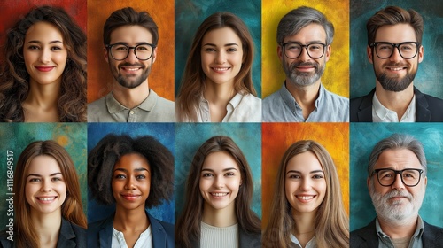 A group of diverse people smiling and posing, reflecting teamwork, joy, and professional diversity, capturing the essence of connection, collaboration, and happiness through DEI hiring photo