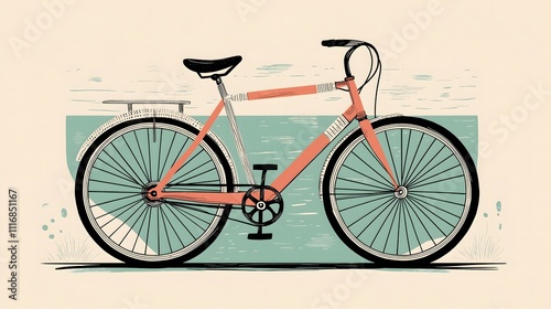 Vintage Bicycle Illustration With Retro Style and Pastel Colors