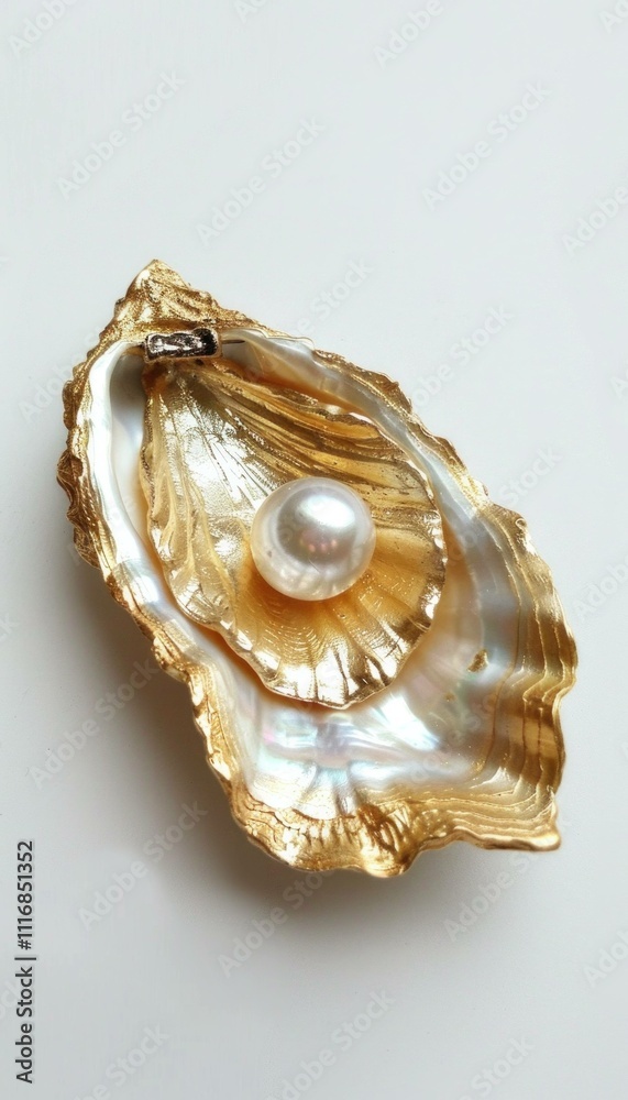 Golden oyster shell with a lustrous pearl resting inside, symbolizing luxury and nature's beauty. Perfect for illustrating elegance and marine treasures. Golden oyster shell with a lustrous pearl resting inside, symbolizing luxury and nature's beauty. Perfect for illustrating elegance and marine treasures.