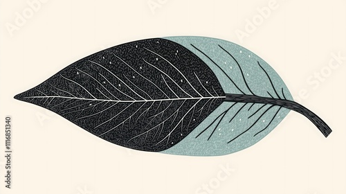 Elegant Illustration of Two Overlapping Leaves in Contrasting Colors