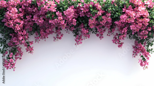 Pink Bougainvillea Flower Border 3D Render Illustration Background Image