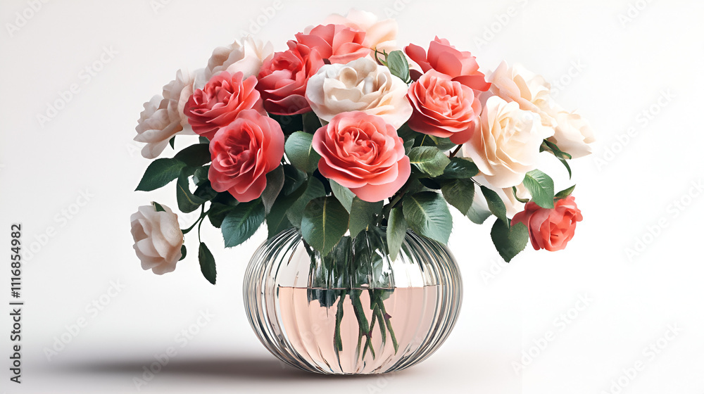 Fototapeta premium Roses in the Vase Flowers in the Vase Flower Room Decoration Aspect 16:9