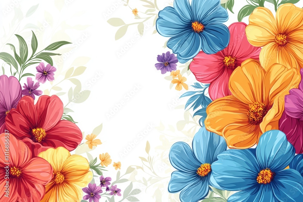 Obraz premium Colorful cosmos flowers creating a stunning floral border design