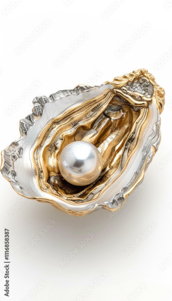 Elegant oyster shell revealing a lustrous pearl within, showcasing luxury and nature's beauty in a captivating arrangement. Elegant oyster shell revealing a lustrous pearl within, showcasing luxury and nature's beauty in a captivating arrangement.