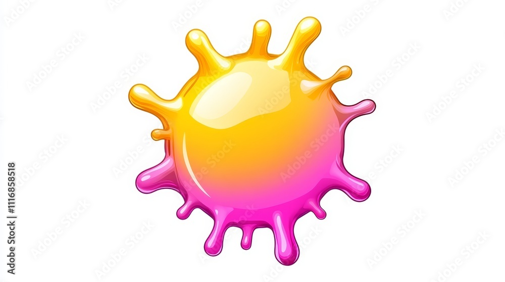 Pink and Yellow Glossy Liquid Splash D Render Pink and Yellow Glossy Liquid Splash D Render