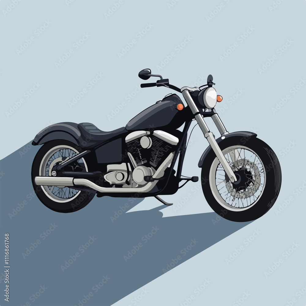 Fototapeta premium Detailed Motorcycle Flat Illustration Vector with Shadow for Designs