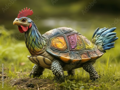 A hybrid animal of a rooster and a turtle photo