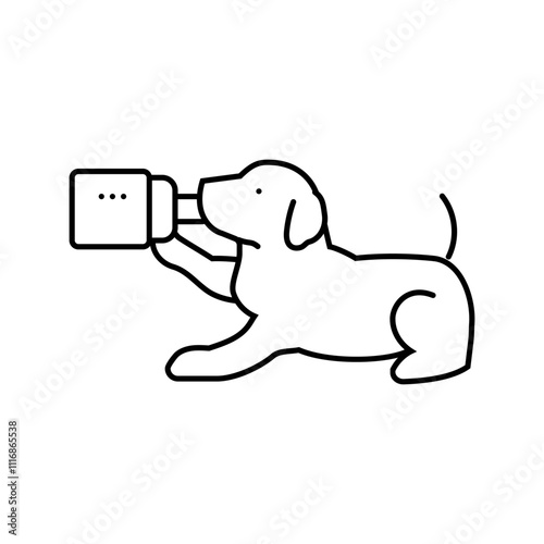 milk bottle dog line icon vector. milk bottle dog sign. isolated contour symbol black illustration
