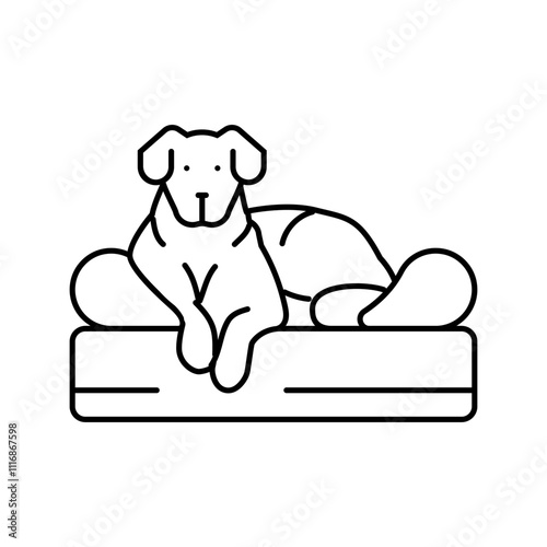 bed dog line icon vector. bed dog sign. isolated contour symbol black illustration